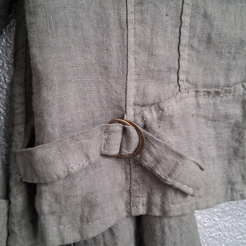 Tempo Paris Linen Olive Green Open Jacket Size M - Picture 10 of 10